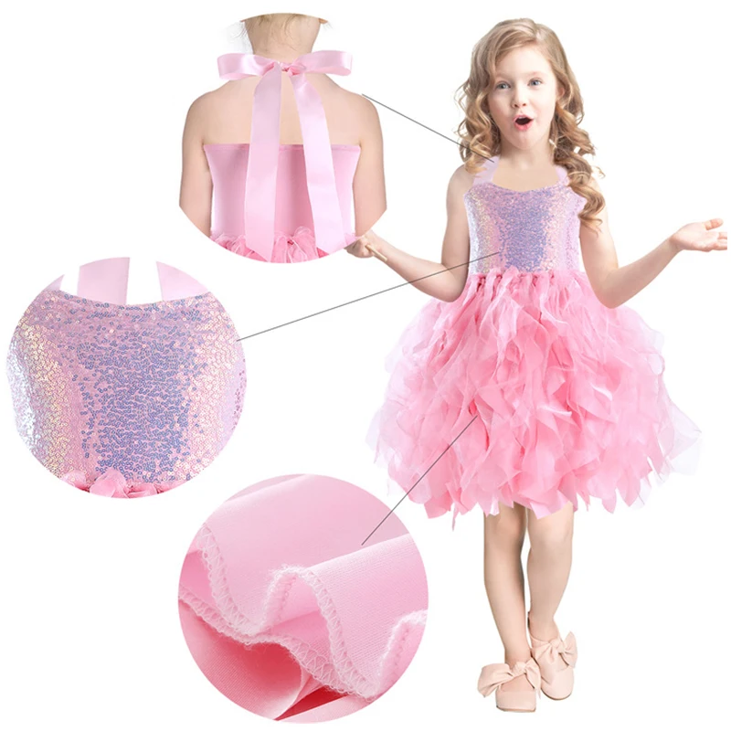 New Fashion Party Girls Dress Christmas Little Princess Dresses For Girl Summer Rainbow Mesh Dance Costume Birthday Kids Clothes