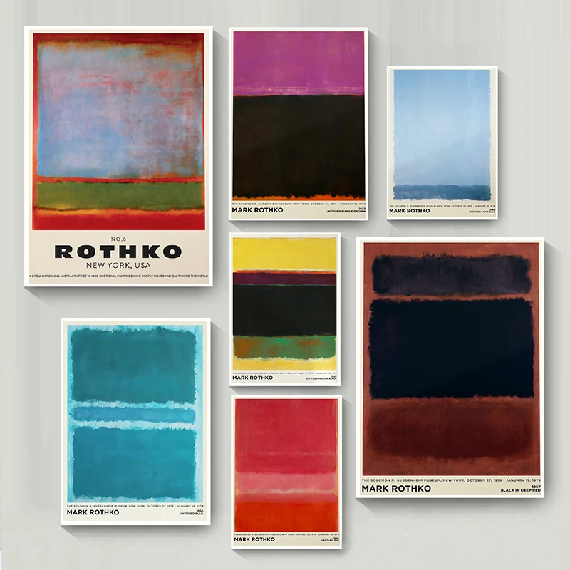 Modern Abstract Mark Rothko Large Abstract Posters Yellow Orange Prints Canvas Painting Wall Art Pictures Home Living Room Decor