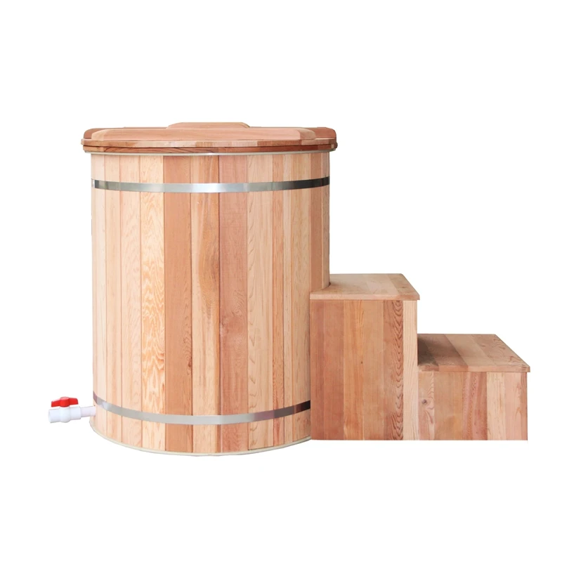 Steam room outdoor firewood hot water bucket ice machine training recovery cooling cold water wooden bucket ice bucket