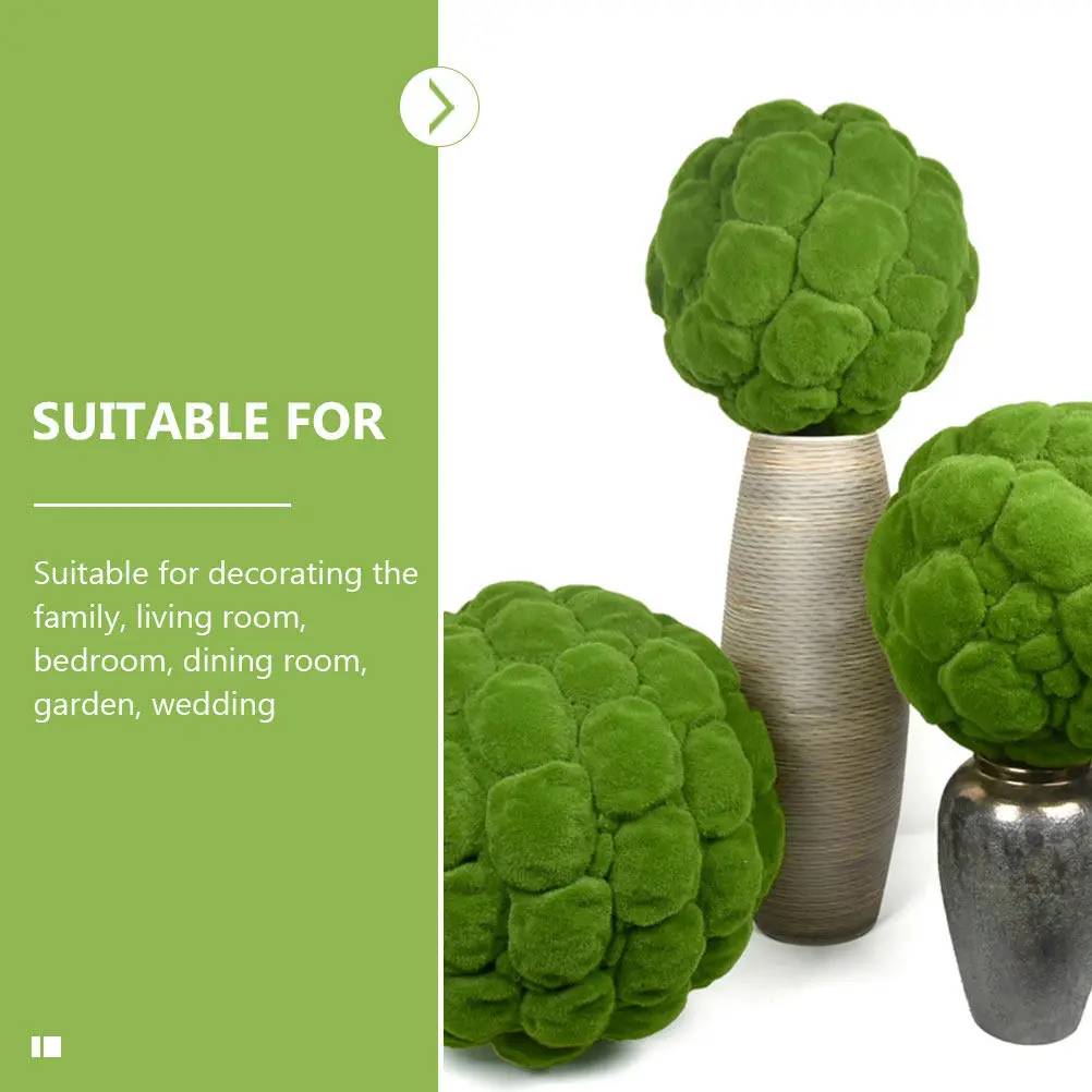 2Pcs Flocking balls Decorative Green Spheres Artificial Plant Home Indoor Garden Party Wedding Vase Filler