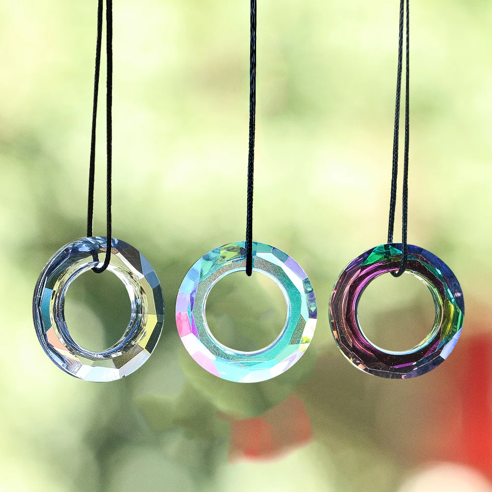 

5pcs 30mm Ring Circle Glass Crystal Suncatcher Hanging Chandelier Lamp Prism Parts Pendant Rainbow Maker DIY Home Decor No Hole