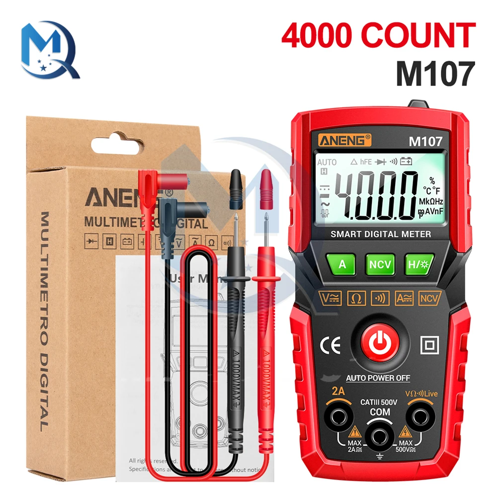 M107/M108 Mini Digital Multimeter 4000 Counts Non Contact AC/DC Current Voltage Tester Resistance Capacitance Meter