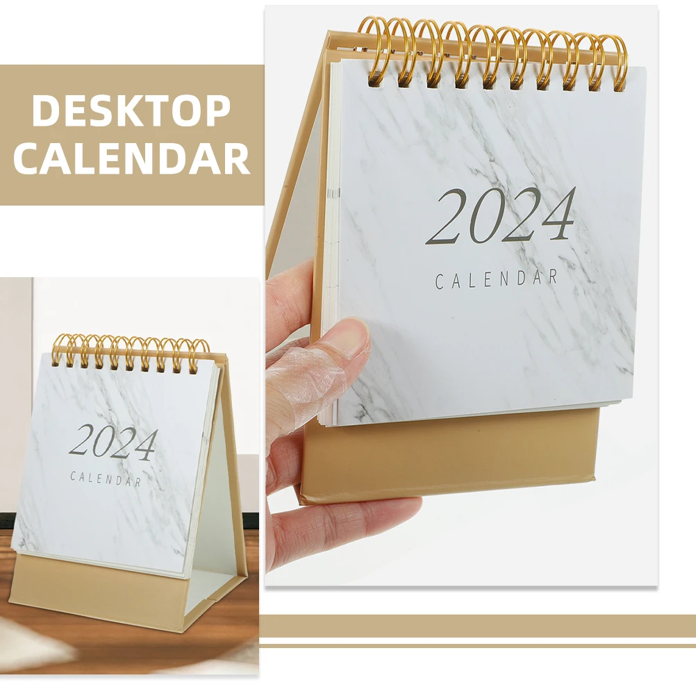 

Marble Pattern Desktop Calendar Simple Design Vertical Holder Material Home Office Decor Daily Schedule Planner Small