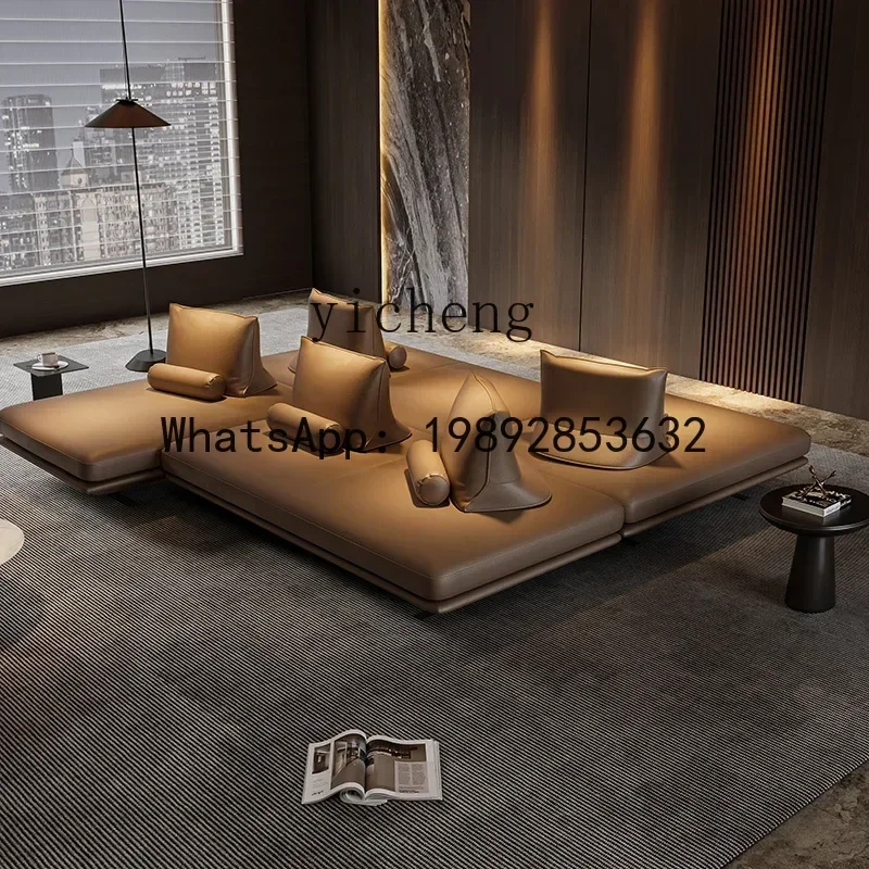 XL  Medieval double-sided modular sofa living room Italian minimalist high-end villa designer Prado coffee leather