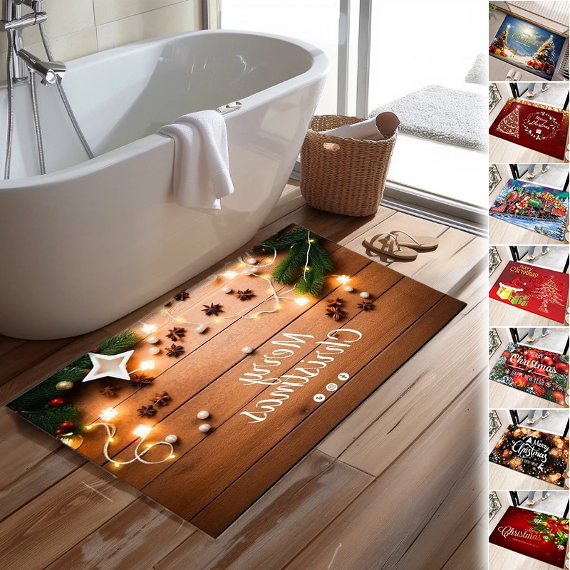 

Christmas Carpet Non-Slip Absorbent Holiday Rug with Stars Red & Gold Festive Decor for Home Bedroom Living Room Balcony Decor