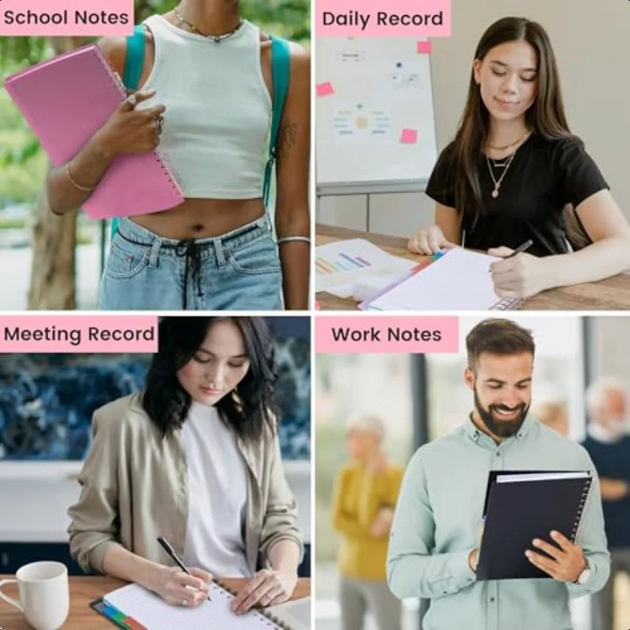 Spiral Notebooks for School Work with Removable Dividers Tabs 8.5 x 11 5 Subject Notebook College Ruled Large Lined Journaling