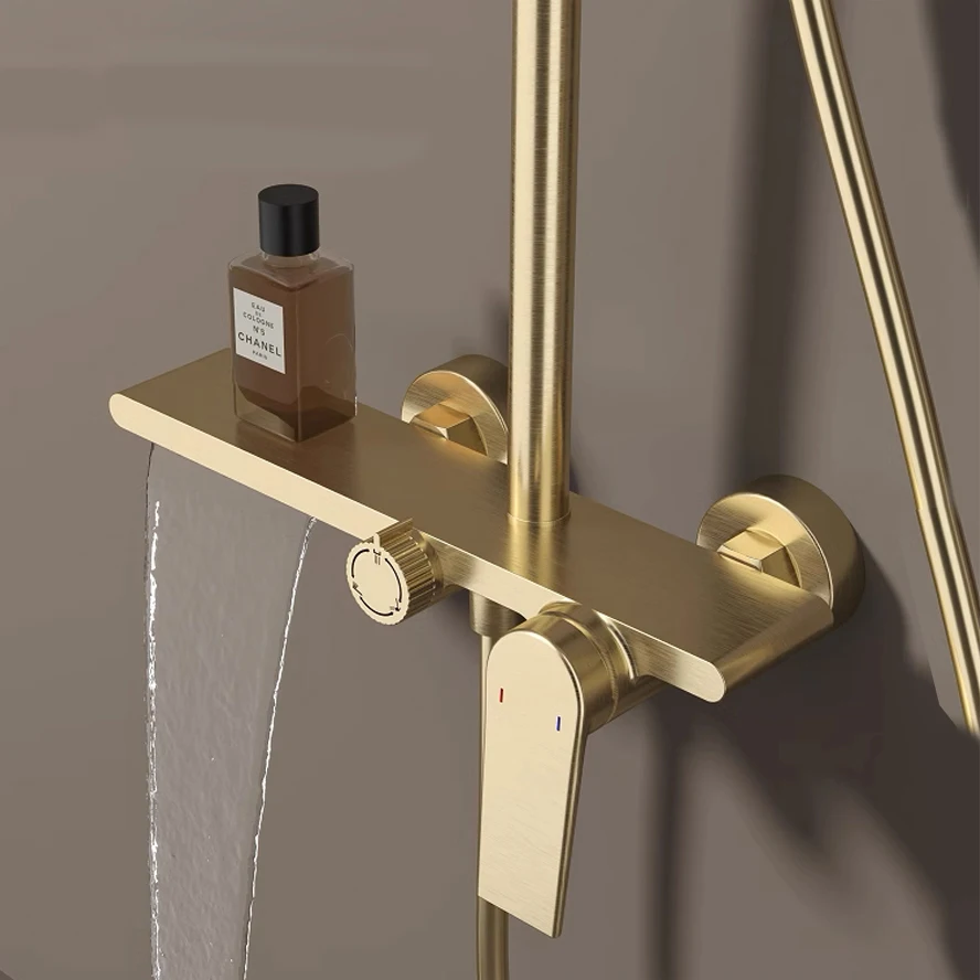Rose Gold Bathroom Shower System Set 12 Inch Rain Shower Head Quality Brass Hot Cold Bathroom Shower System Faucets Accessories