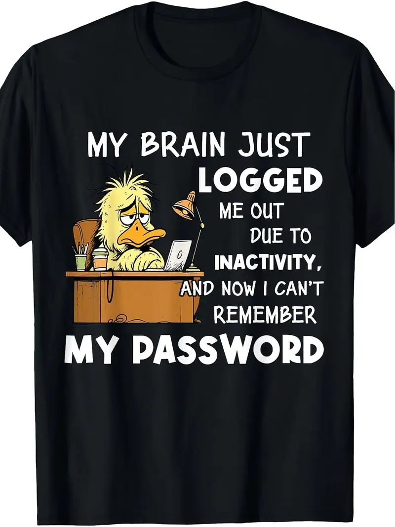 Retro Tech Humor T Shirt My Br N Just Logged Me Out Duck Graphic Computer Themed Machine Washable Round Neck Shirt Suitable For