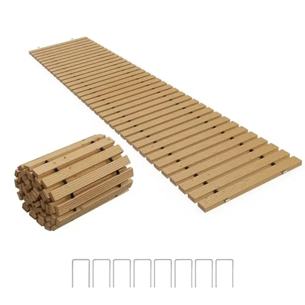 Wooden Outdoor Roll Out Garden Pathway Patio Lawn Beach Wedding Walkway 20FT All-Weather Durable Portable Easy Clean High-End