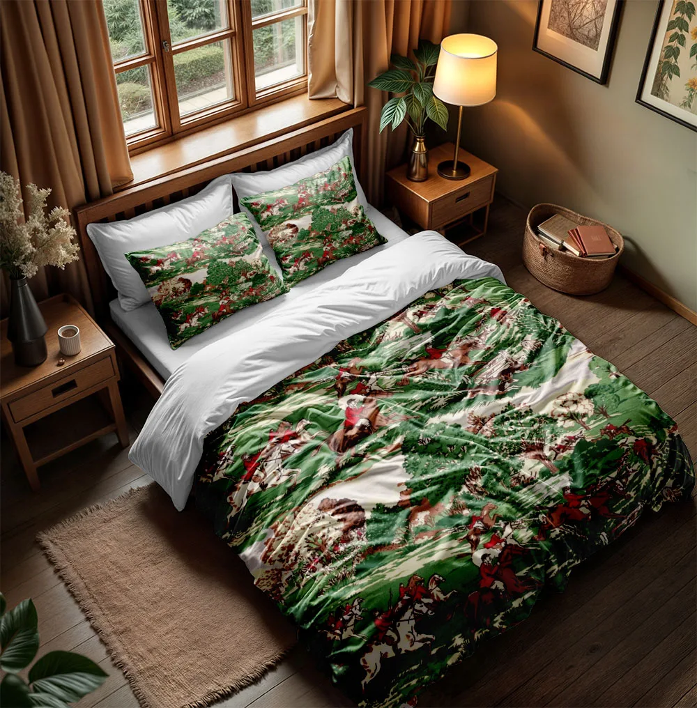 Cavalier Hunts 1800s Retro Duvet Cover Set EU Single Double King US Twin Full Queen Size Bed Linen Set