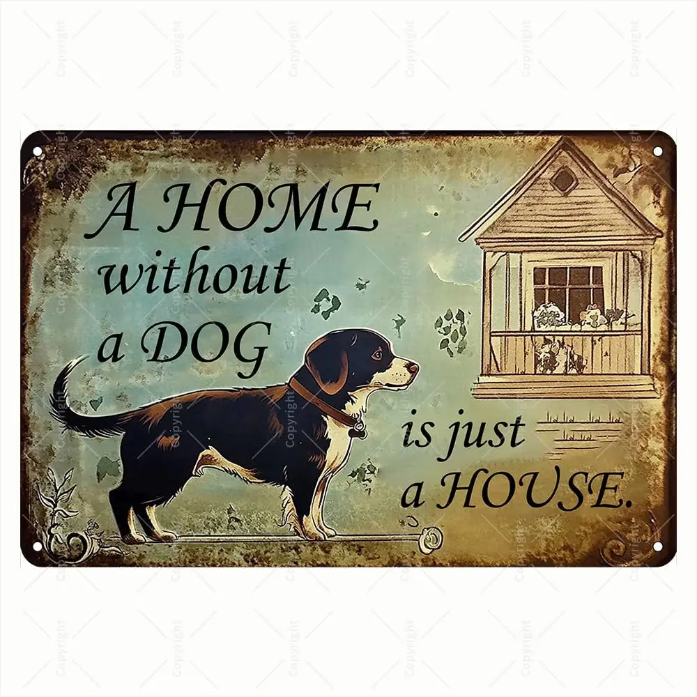 Vintage Tin Sign - A Home Without a Cat Is Just a House Black Cat Decorative Retro Metal Sign for Cat Lovers - Wall Art for Livi
