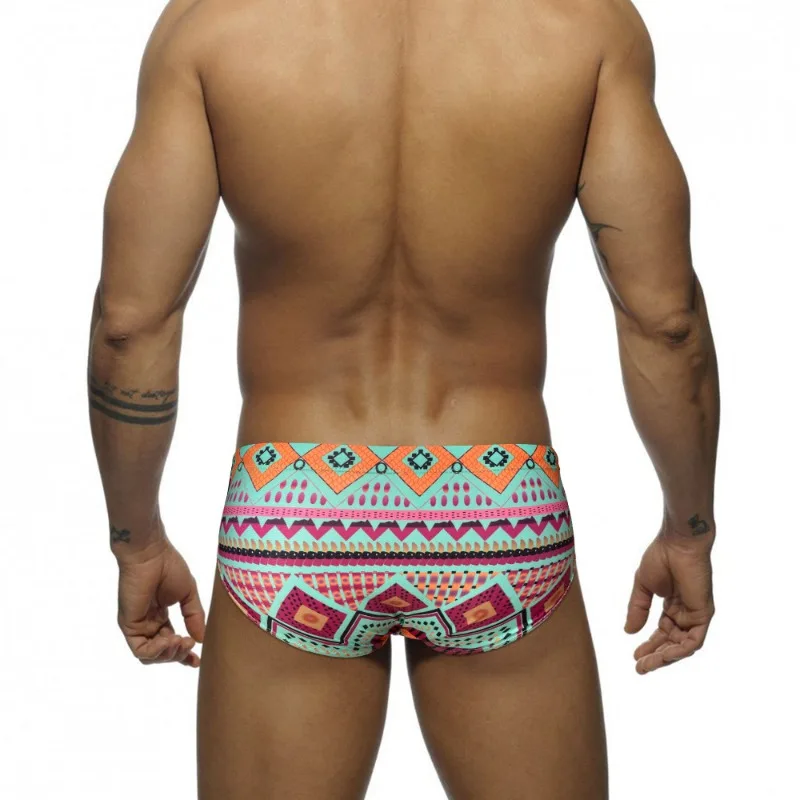 Trend Bohemian Print Men Swim Briefs Summer Sexy Low-waisted Bikini Swimming Trunks Swimwear Swimsuit Bathing Suit Beach Shorts