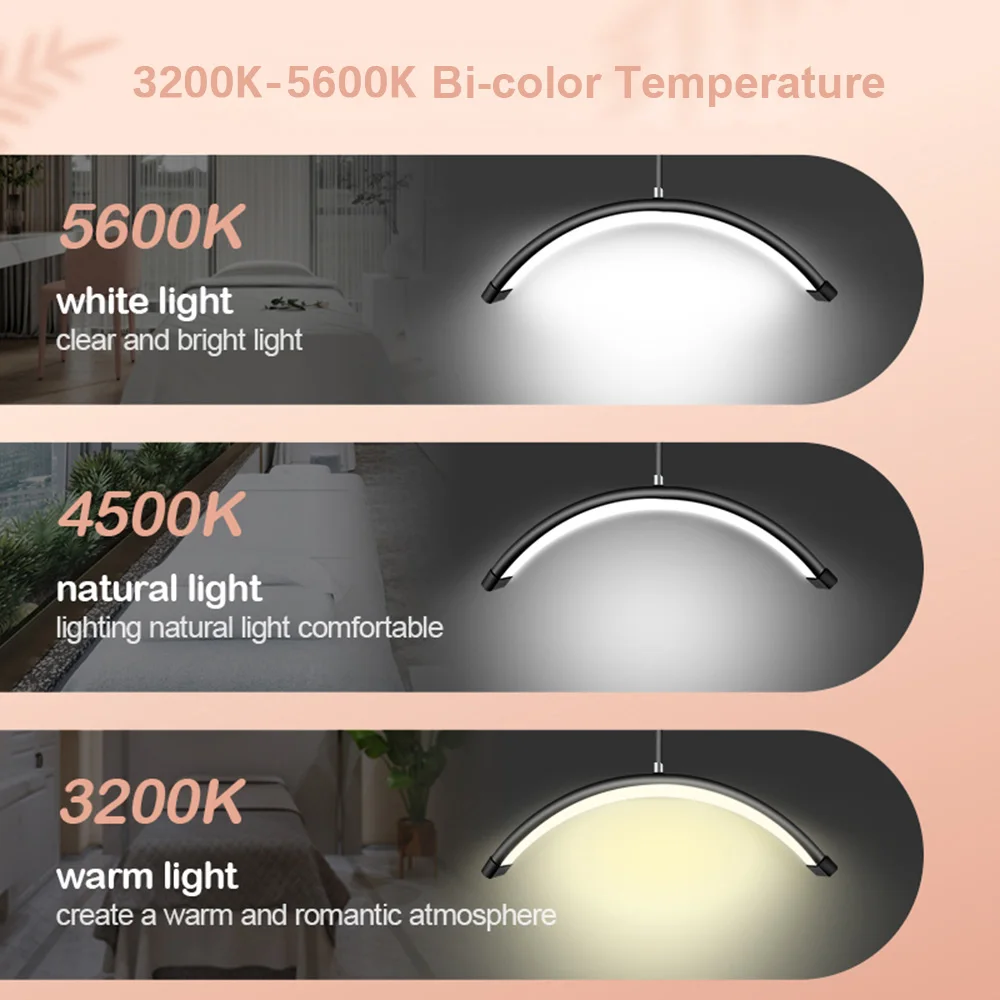 Andoer HD-M6X 36W Podłogowa lampa wideo LED w kształcie półksiężyca Światło wypełniające 3200K-5600K Możliwość przyciemniania z metalowym stojakiem