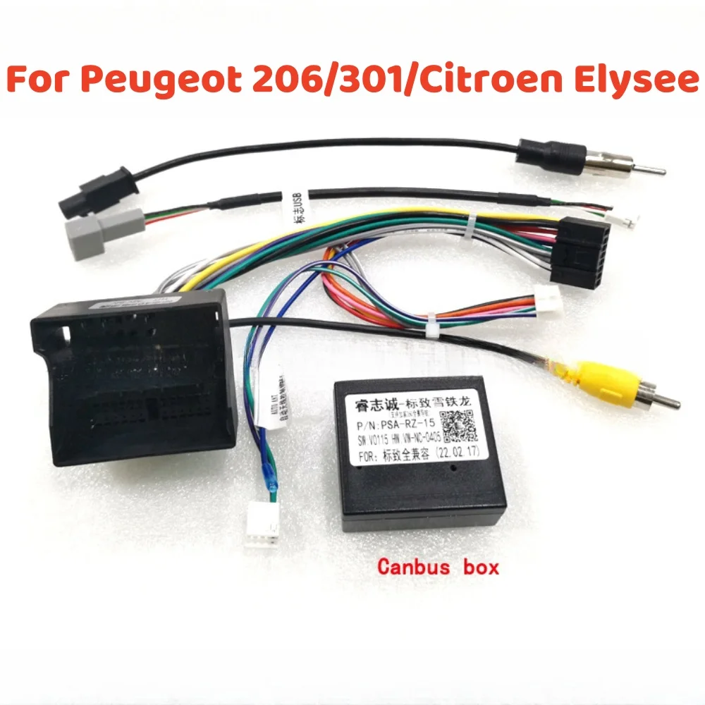 Canbus Box Decoder PSA-RZ-15 For Peugeot 206/307/301/2008 /Citroen Elysee/DS6/DS3/C3 16 PinPower Harness Wiring Cables Car Radio