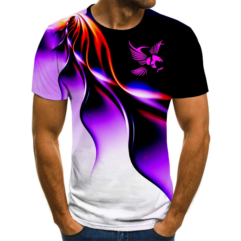 Zomer Mode Mannen 3D Print Eagle Korte Mouw T-shirt, Outdoor Casual Street Style Ademend T-shirt, 6XL, 2023 Nieuwe