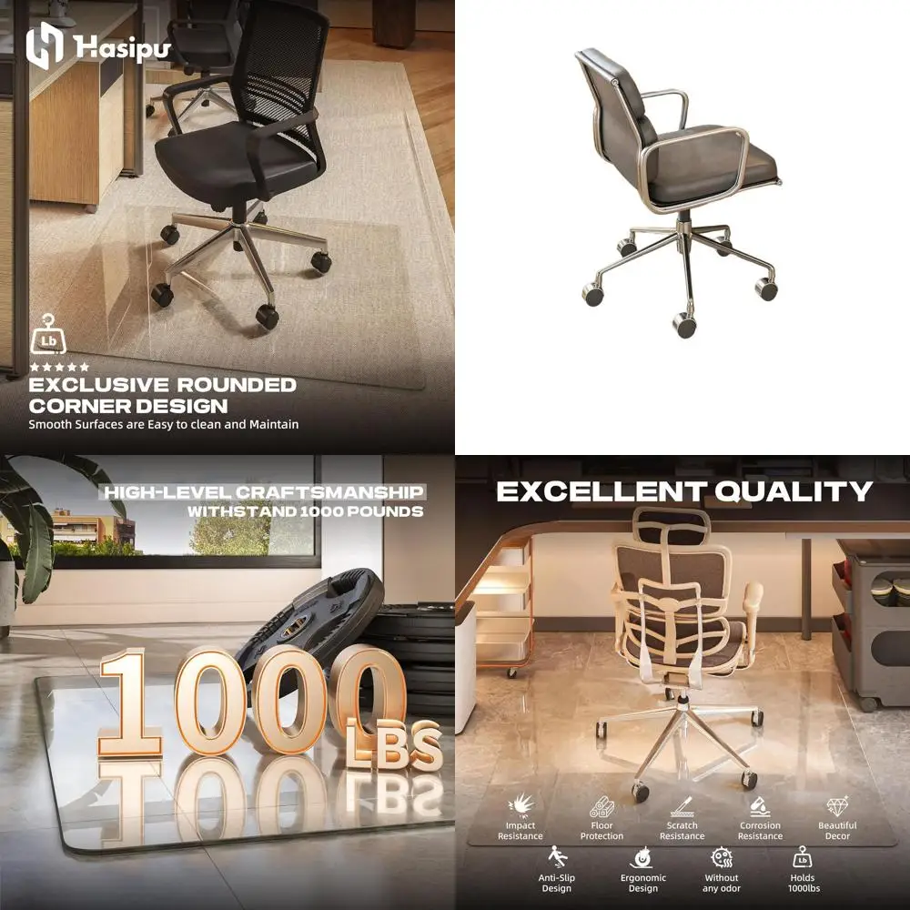 

Прозрачный коврик для стула из закаленного стекла 40 x 30 см с закругленными краями для плавного перемещения по ковру или твердым напольным покрытиям