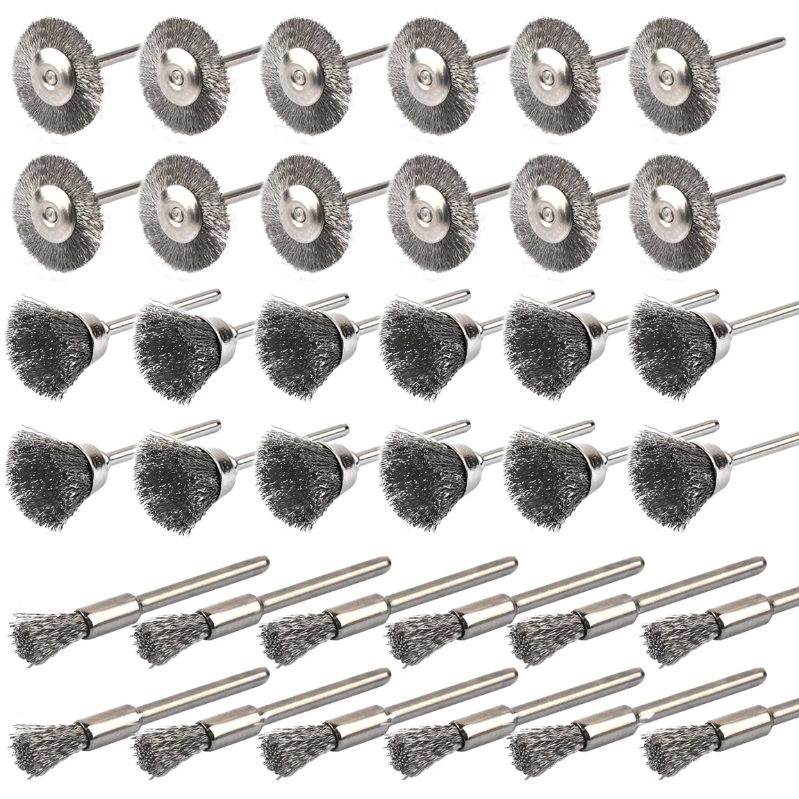 36/45Pcs Steel Wire Wheel Cup Brush Set Metal Polishing Rust Removal Brushes 3mm Shank for Dremel Rotary Tool Acceossires