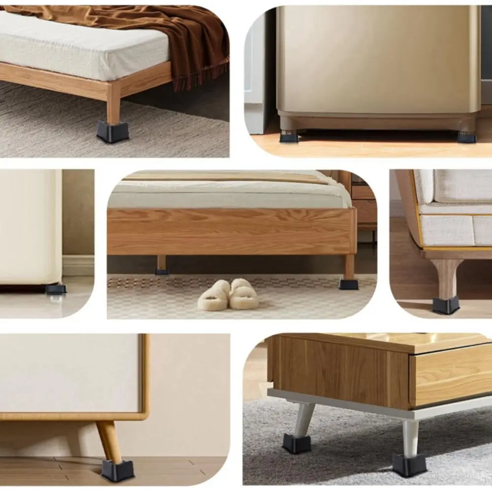 4 Inch Height Bed Risers Square Design 4pcs Set Furniture Risers Oversized Support Heavy Duty Heavy Duty Risers Couch Support