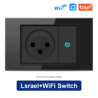 SRAN Israeli Socket with Wifi Smart Switch, 16A 250V Tempered glass panel 118*72mm Electrical Outlets for Home