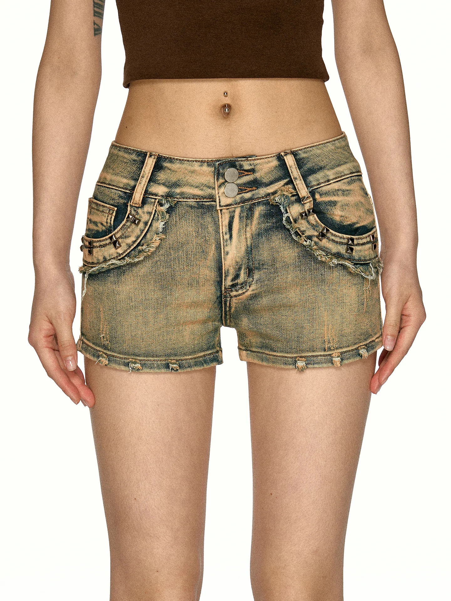 Aaisup American Retro Hot Girl Denim Shorts Women's High Waist Slimming Versatile Ultra-Short Hot Pants Summer New Style