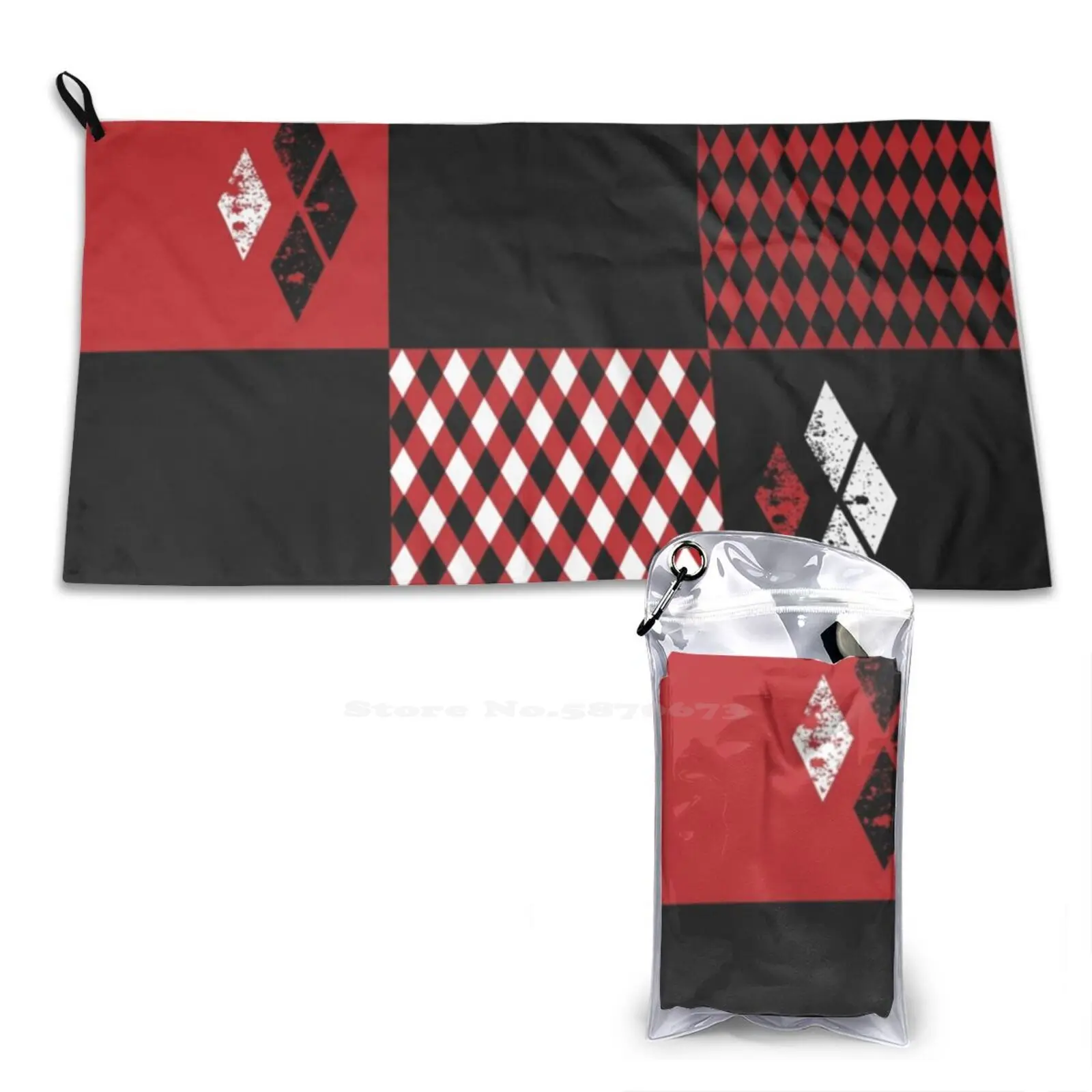 Quinn Diamonds 3D Print Towel Sport Soft Towel Quinn Diamonds Red White Black