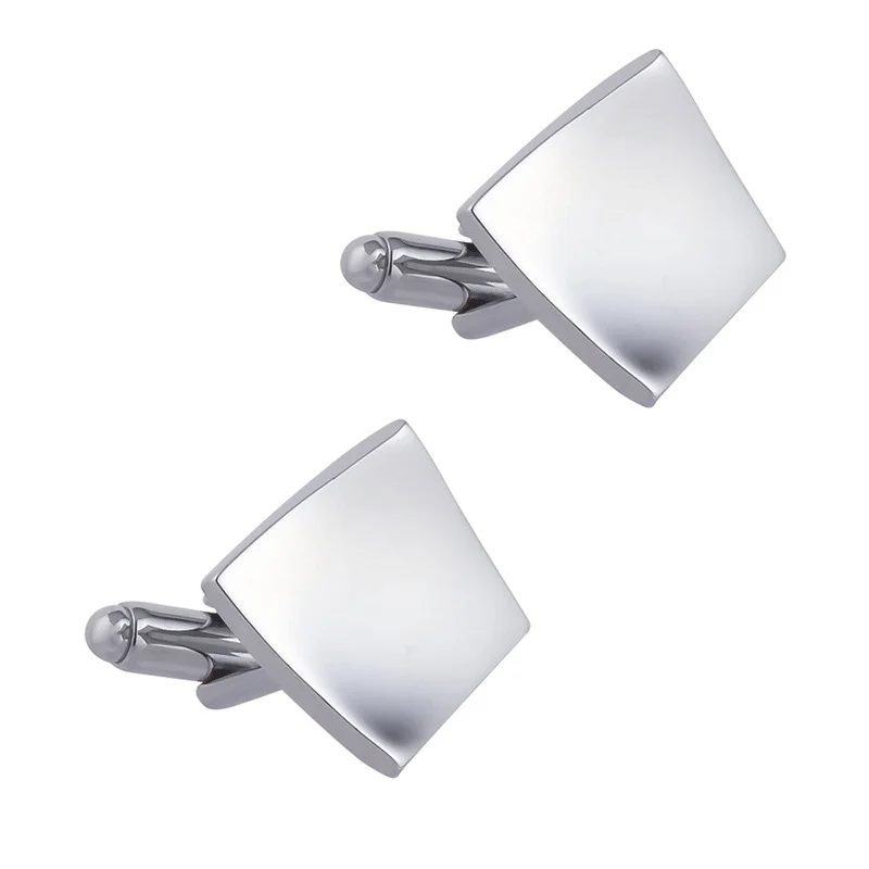 Boutique Diamant Silver Släta Släta Metall Koppar Manschettknappar För Affärsmän Franska Skjortmanschettknappar_voghion.com