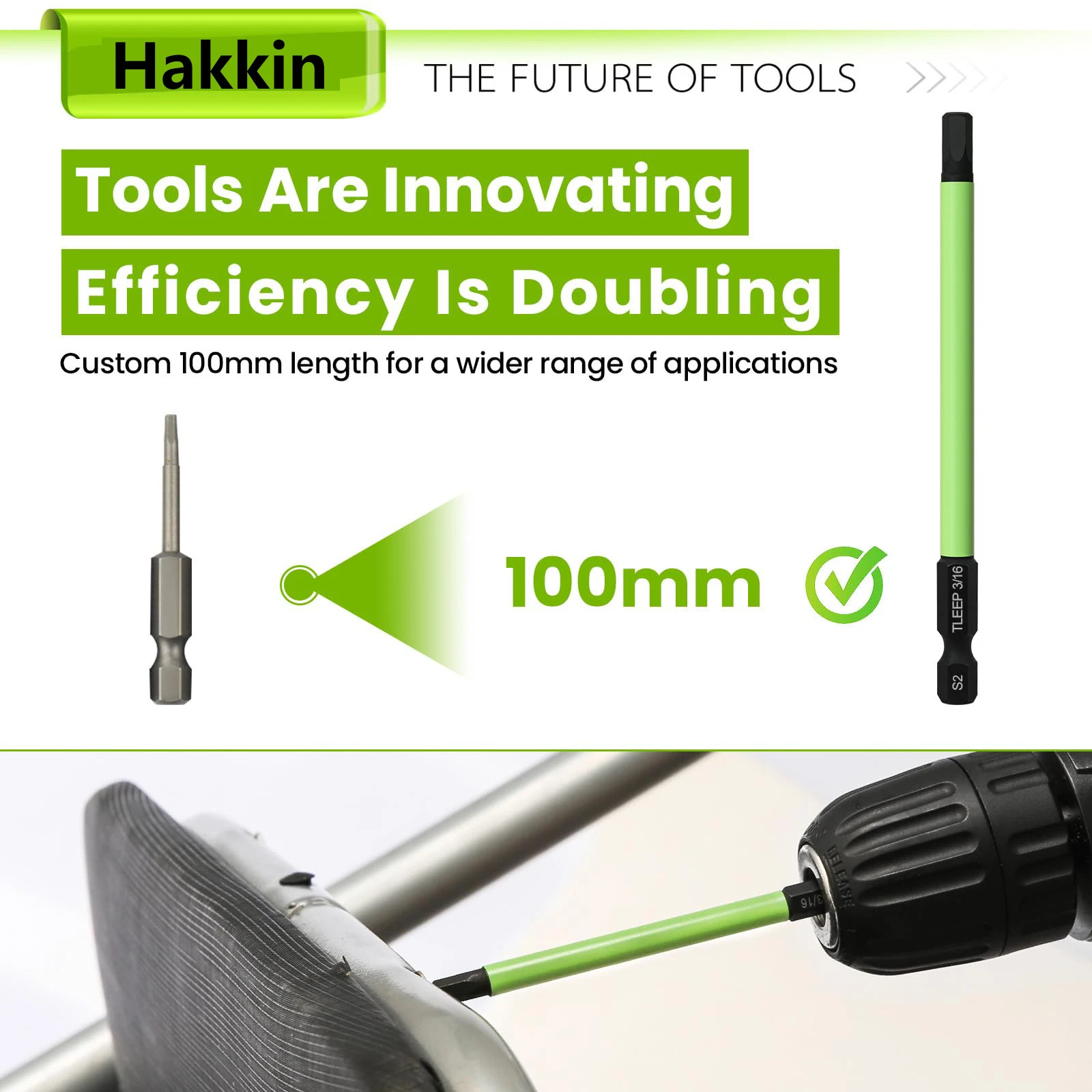 Hakkin 7 peças de brocas de chave allen de cabeça sextavada de 1/4 "-sae 1/8", 3/16", 5/32" conjunto de brocas de chave sextavada longa pontas magnéticas chave de fenda