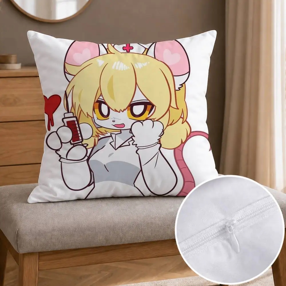 Anime Game Figure Terrible Mouse Lorna Double-sided Printed Square Decorative Cushion Cover for Sofa Living Room Home Decor