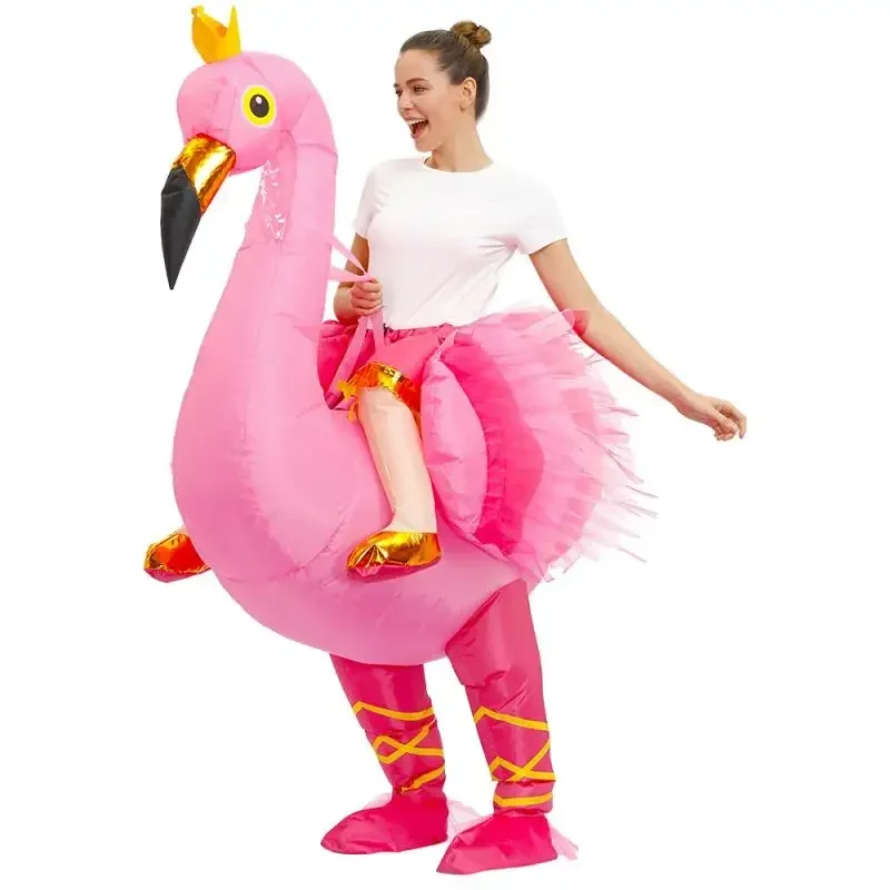 Disfraz inflable de flamenco para adultos, mascota de Anime, disfraces de juego Roly, Carnaval de Navidad, Halloween, Cosplay, trajes de vestir divertidos