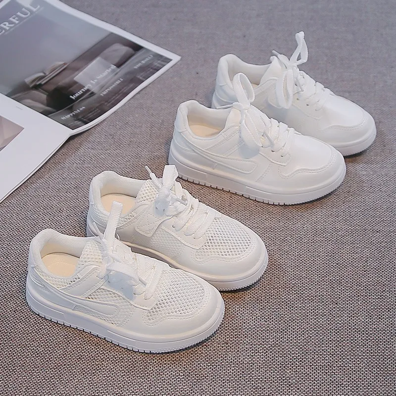 

Kids'Casual Shoes PU Leather Spring Solid Color Fashion Outdoor Shoes For Gils Breathable Anti-slip Designer White Size 26-37