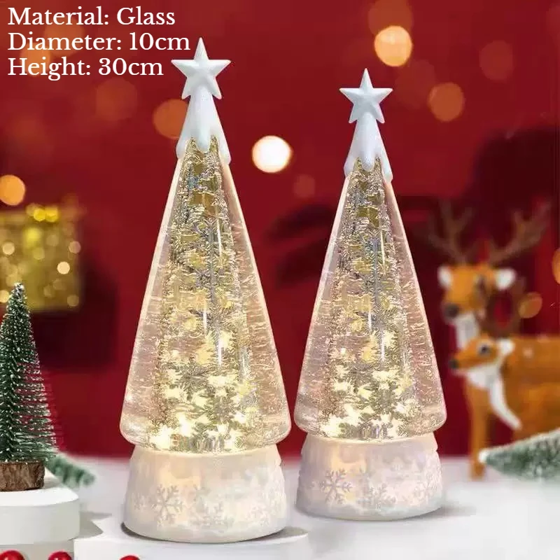 Snowflake Lights Rotating Christmas Tree Desktop Decorations Atmosphere Home Decor Handicrafts with Music Christmas Gifts