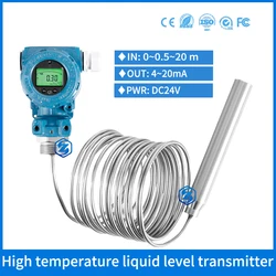 4-20ma LCD High Temperature Hot Water Tank Level Sensor Transmitter Oil Liquid Level Tank Sensor Gauge for Diesel Fuel Tank