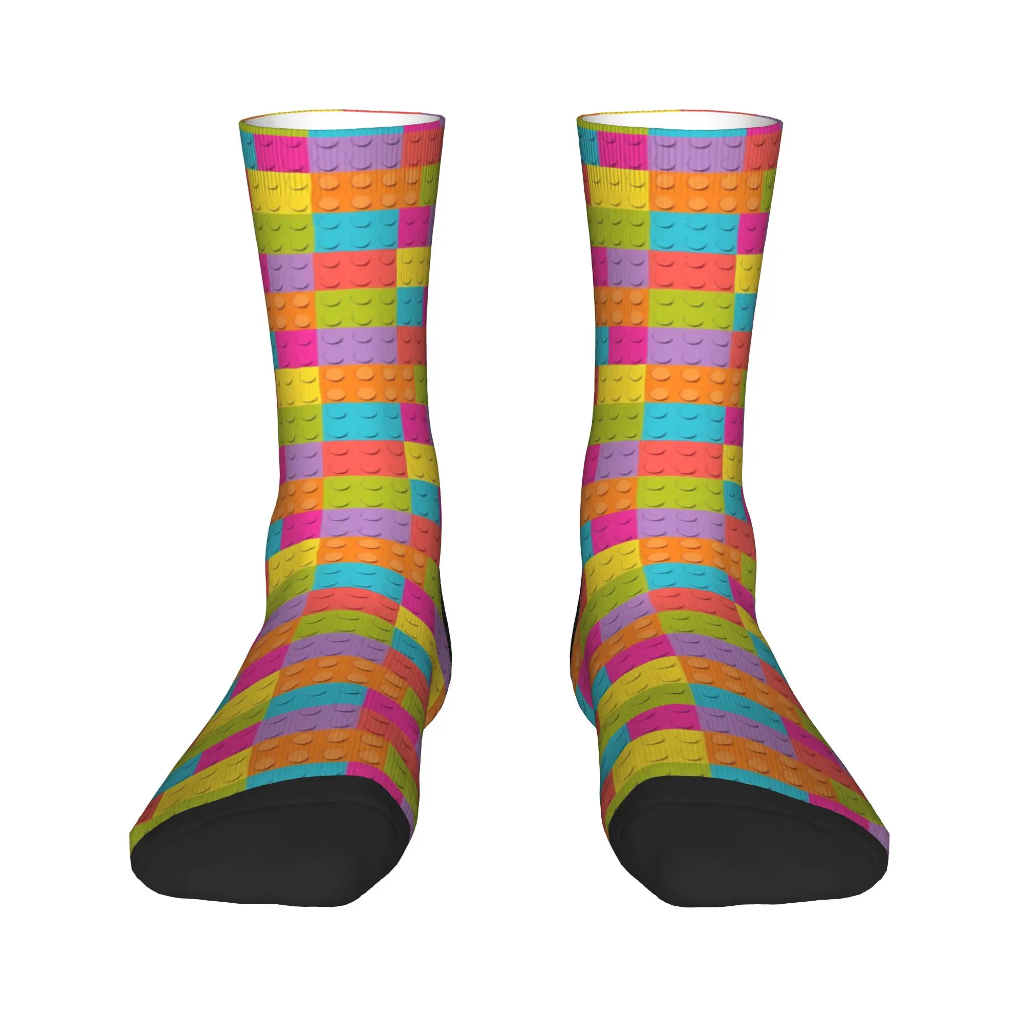 Candy Multicolor Building Blocks Pattern Socks Leisure Stockings Winter Anti Men Socks Soft Breathable Graphic Climbing Socks