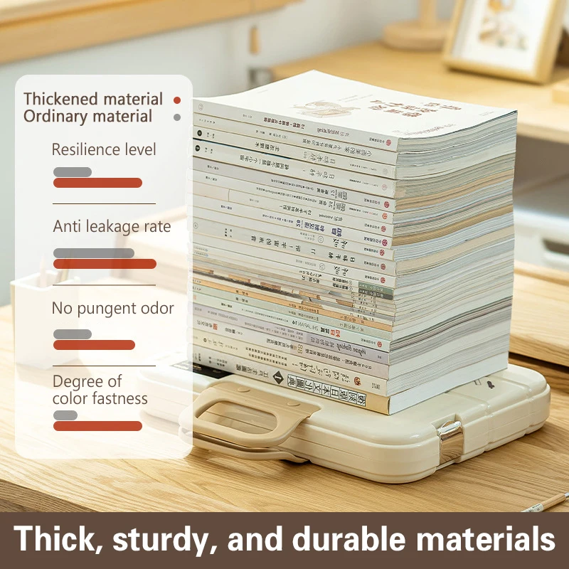 A4 Plastic File Folder With Lock Handle Portable Box File Waterproof Filing Supplies Pencil Case Multi-Purpose Document Bag