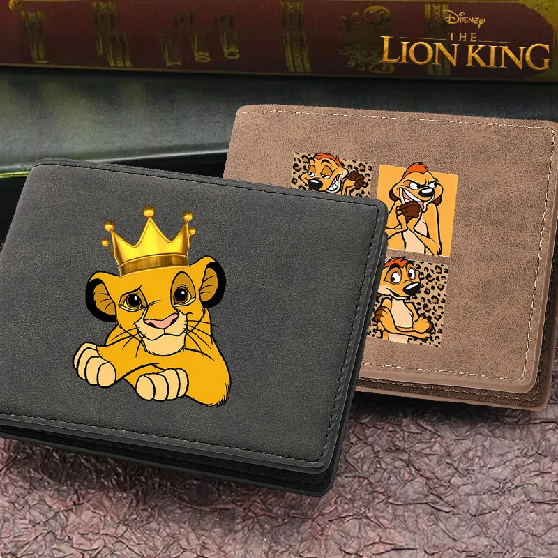 

Disney Lion King New Men's PU Leather Wallets Business Card Holder Short Wallets for Man Casual Money Bag Coin Purse Clutch 2024