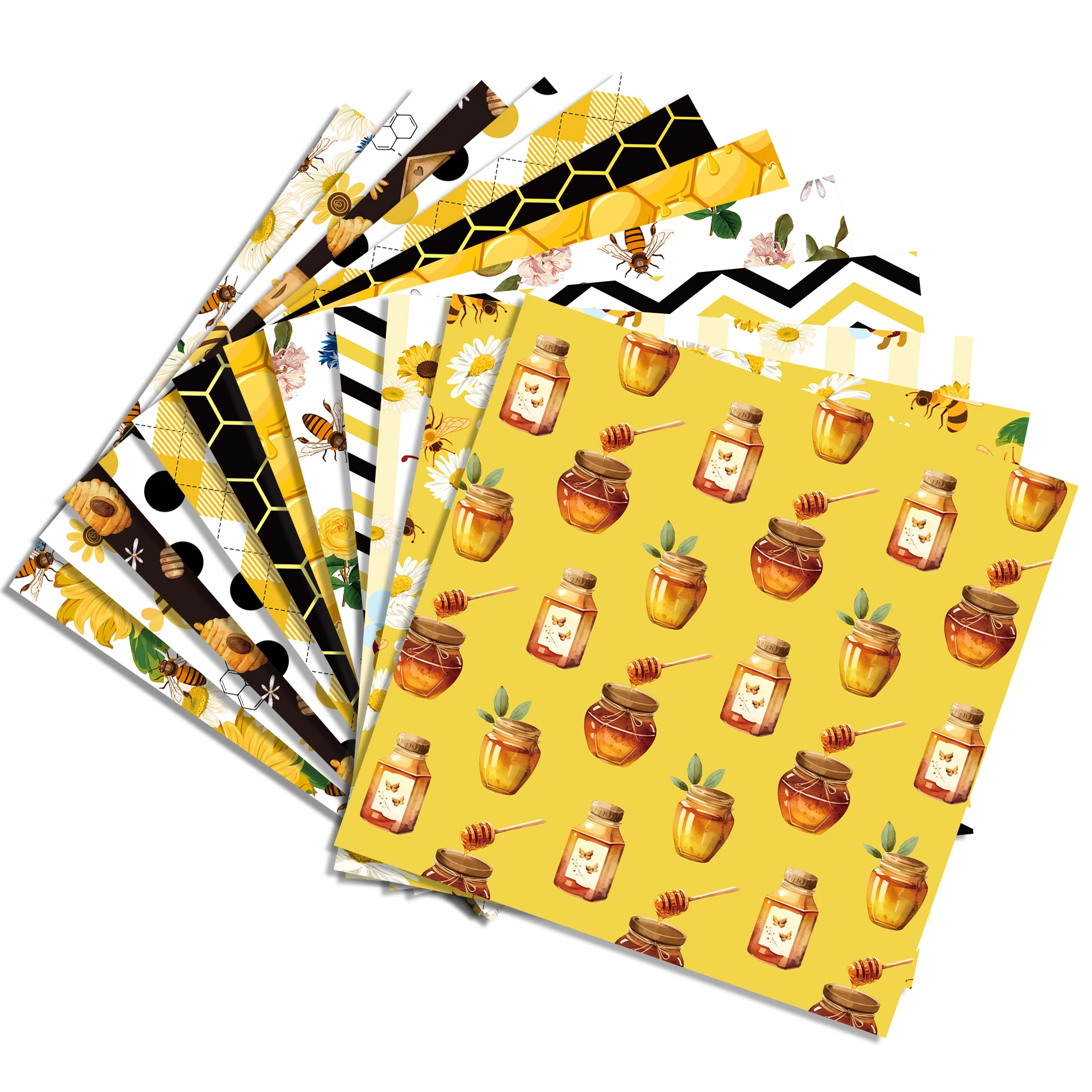 Cartoon Honey Bee Sunflower Craft Paper Pads Cutting Dies and Washi Tape Label Art Background Origami Scrapbooking Card Making
