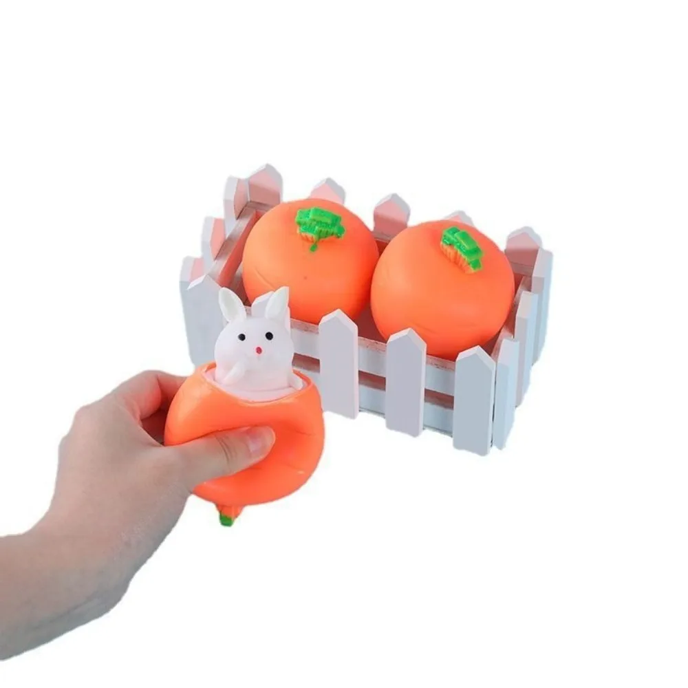 Divertido zanahoria conejo Pop Up zanahoria conejito alivio del estrés cesta rellenos exprimir zanahoria conejo taza juguetes exprimir juguetes regalo