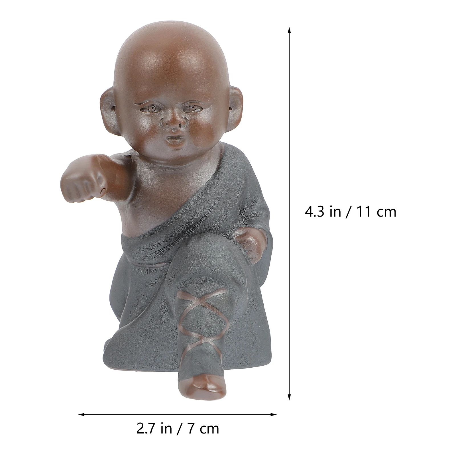 

1Pcs Tea Pet Ceramic Handicraft Kung Fu Tea Decor Home Office Ornament Purple Sand Young Monk Blessing Gift