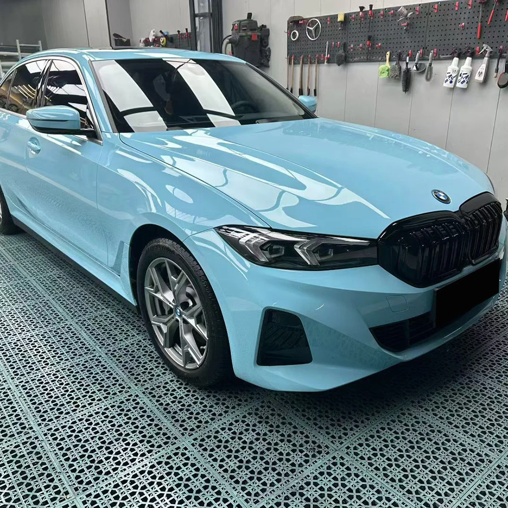 Gloss Mason Blue PET Car Wrap Film - UV Resistant DIY Friendly Automotive Color Change Film for Vehicle Customization