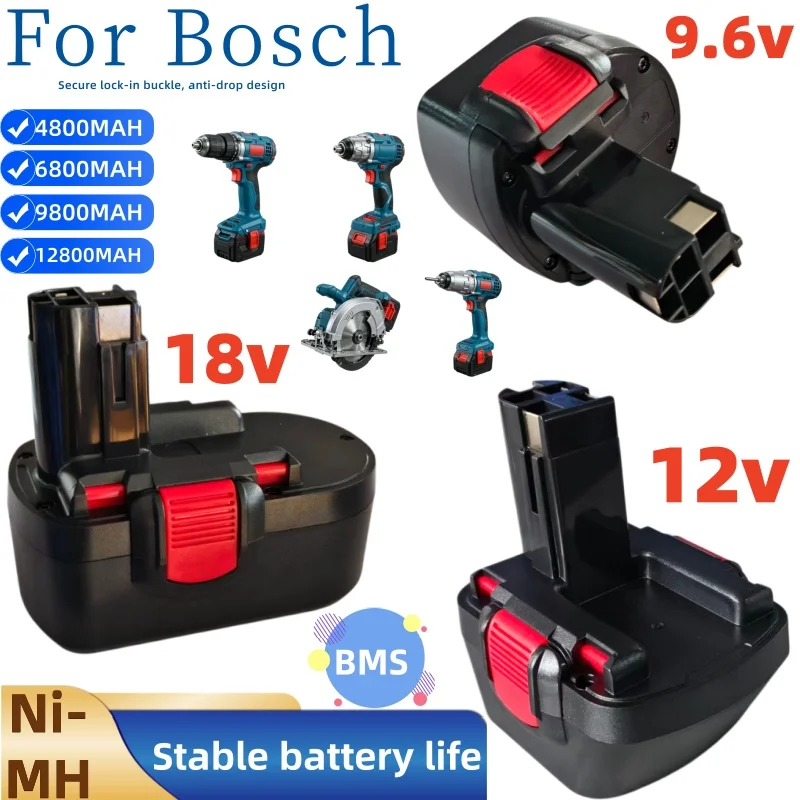 4800‑12800mah Stable‑Output Battery 9.6v 12v 18v Rechargeable Pack For Cordless Power Drills