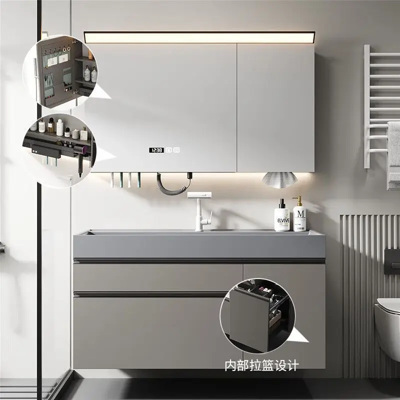 

New ceramic integrated bathroom cabinet combination intelligent simple bathroom sink washbasin washbasin wash