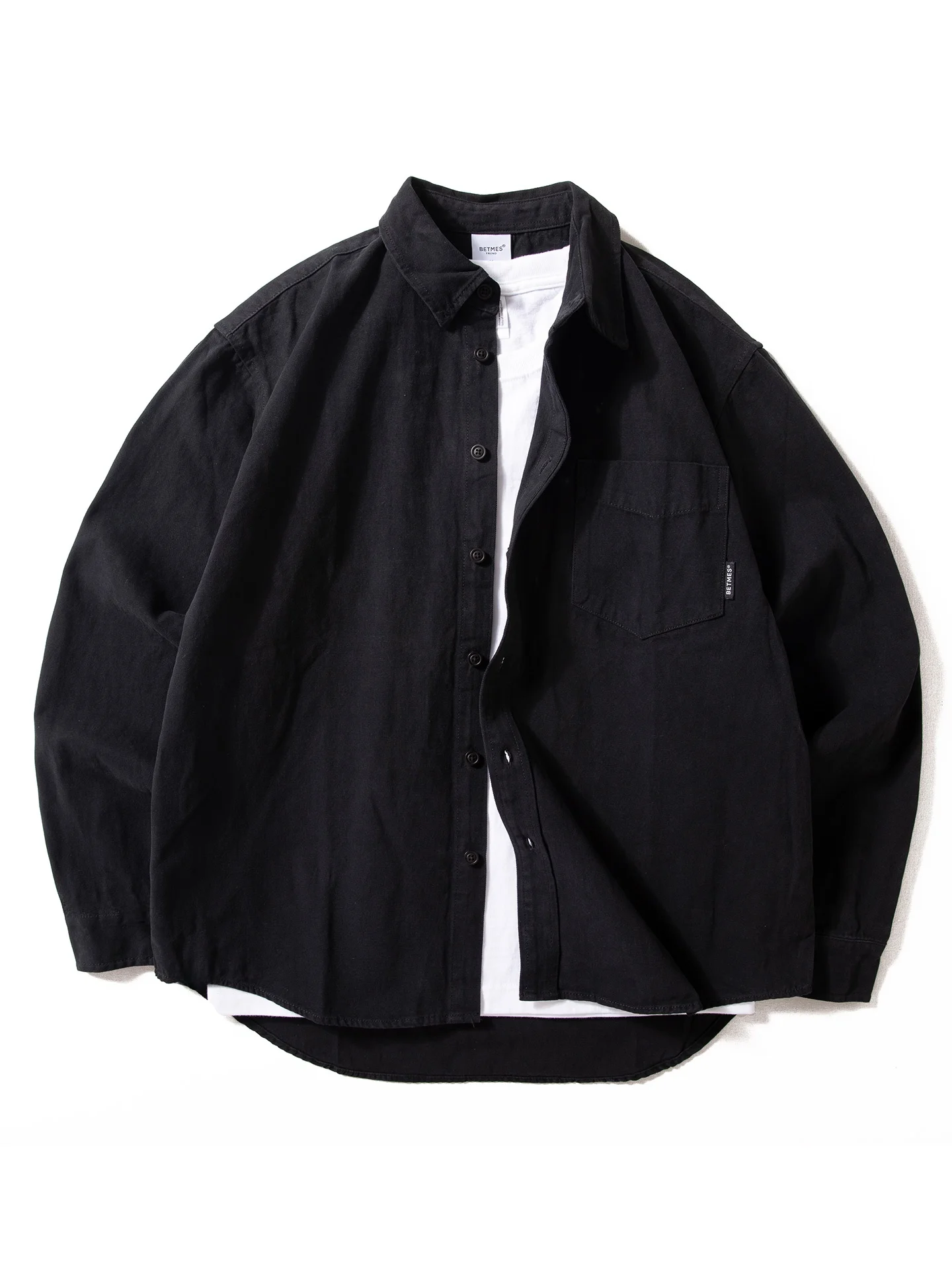 

Men's Long Sleeve Cotton Shirt Vintage American Style Loose Fit Outerwear Casual Open Cardigan Coat Breathable Comfortable Sp...