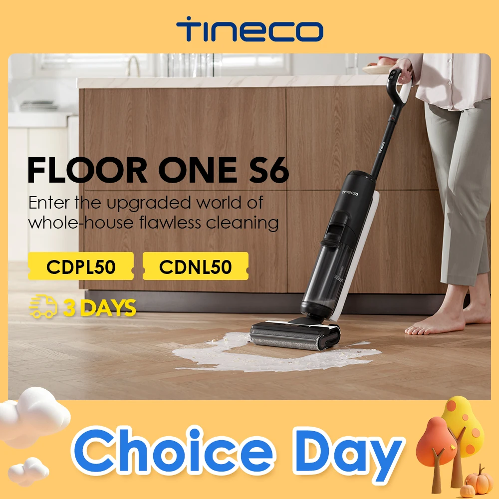 Tineco Floor One S6 Cordless Wet Dry Vacuum Cleaner Floor Washer Mop All-in-One for Hard Floors LED Dual-Sided Edge Cleaning