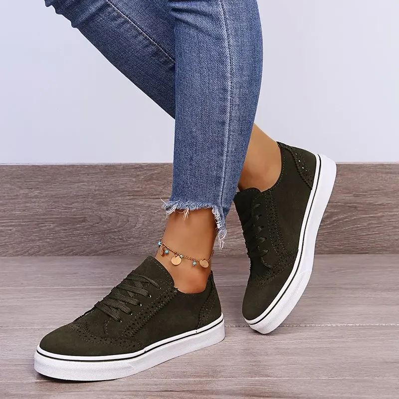 2024 New Sneakers Women Flat Casual Sneaker Spring Fashion Versatile Lace Up Walking Women Shoes