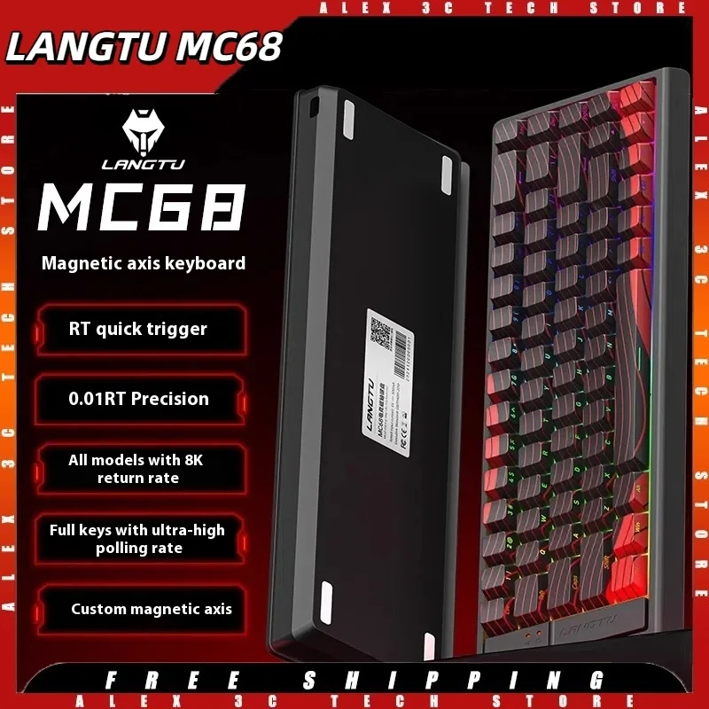 

Langtu MC68 Gaming Keyboard Magnetic Switch 8KHz 65% Layout PBT Keycaps RGB Hall Sensor Ergonomic Keyboard for FPS E-Sports PC