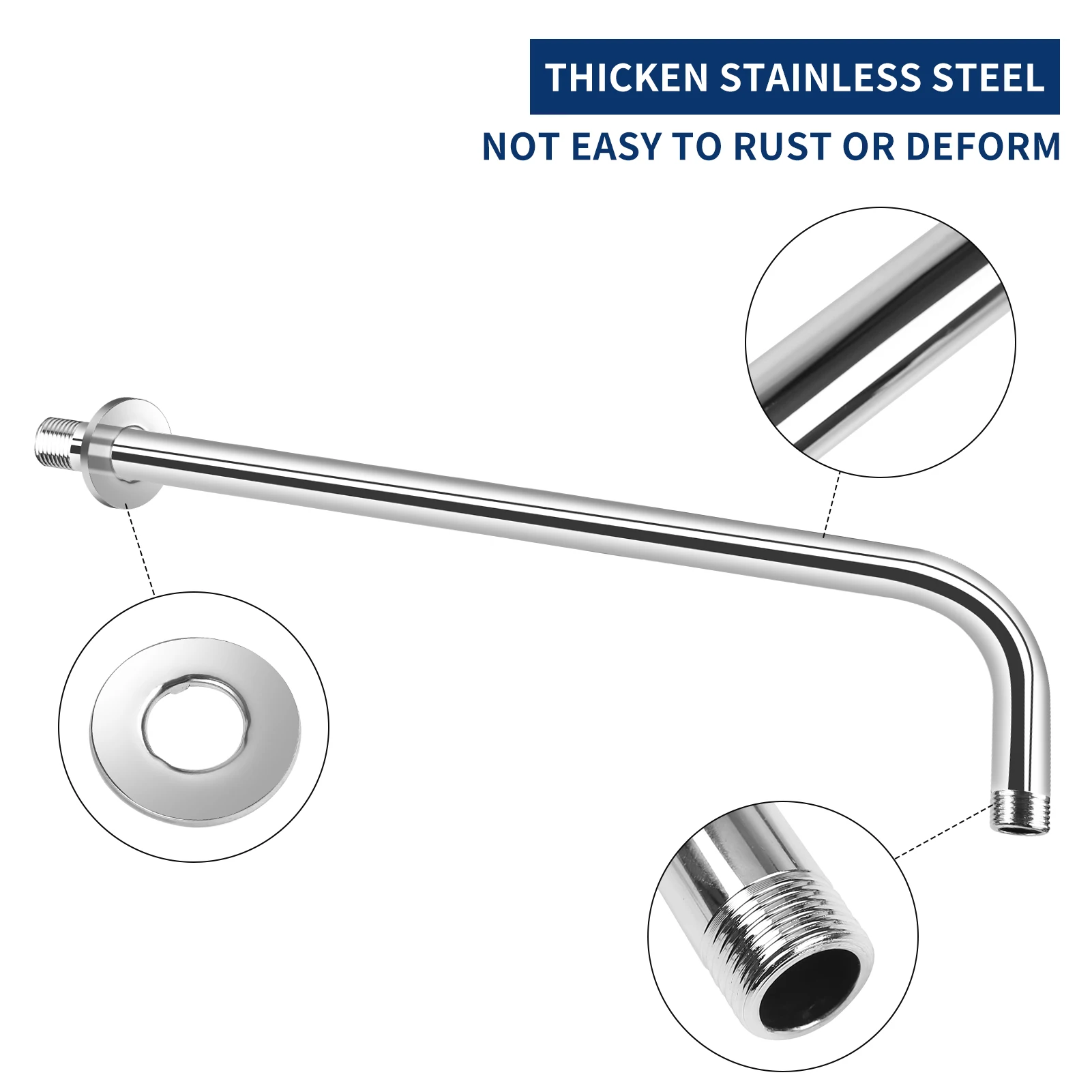 Shower Arm with Flange 30cm/40cm Stainless Steel Wall-Mounted Replacement Shower Arm for Fixed Shower Head and Rain Shower Head