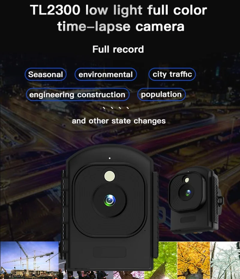 TL2300 Time Lapse Camera LED Low Light Digital Timelapse Cameras Timer Camera Full Color 1080P HD Video Recorder 2.4" TFT LCD