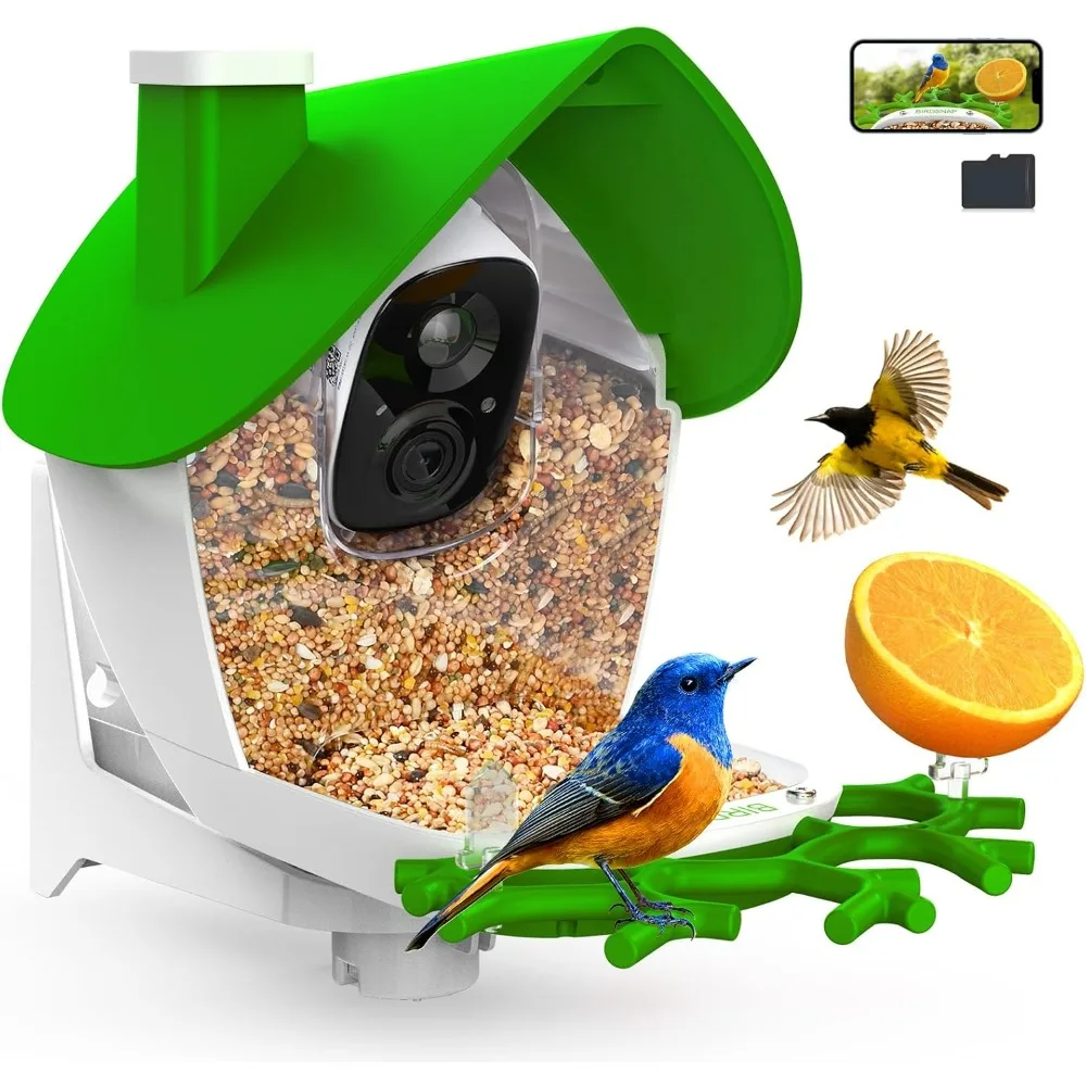 Smart Bird Feeder with Camera, 2K Camera Bird Feeder for Outside with 32GB Card, AI Identify Bird Species, Auto Record Video