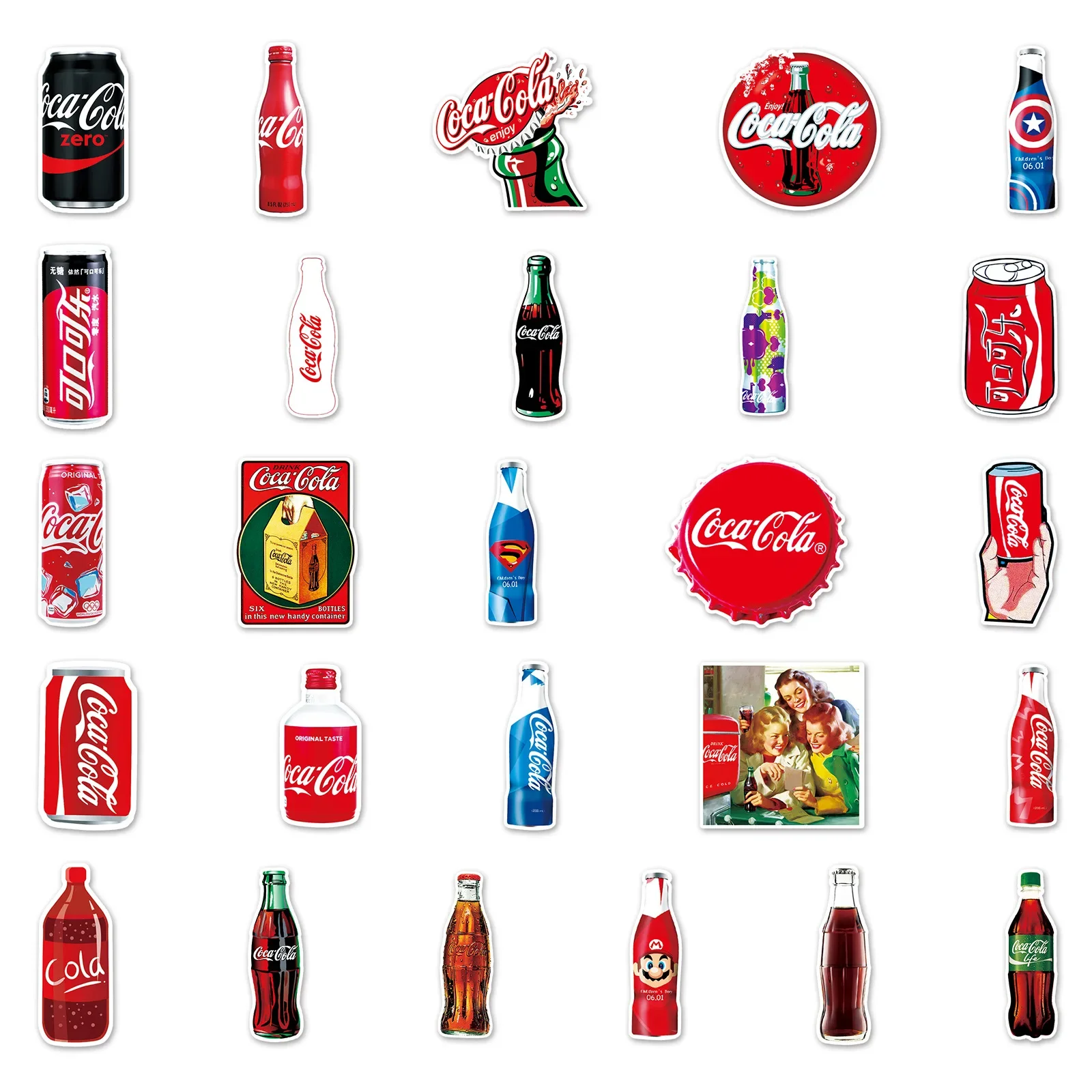 76pcs Coke Laptop Bike Car Decoration Waterproof Sticker