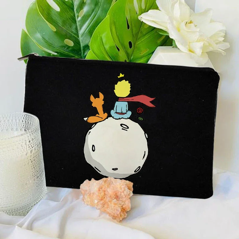 Cartoon Canvas Makeup Cosmetic Lipstick Wash Bag School Pencil Stationery Pouch Gift for Teacher Lipstick Bags Merci Maîtresse